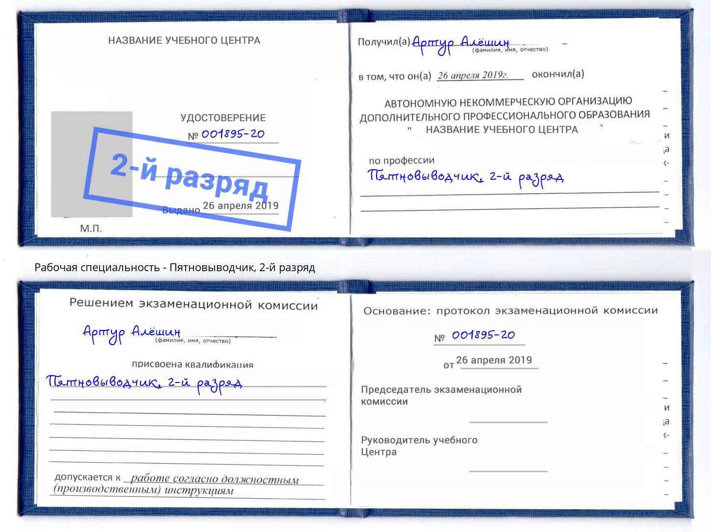 корочка 2-й разряд Пятновыводчик Муром