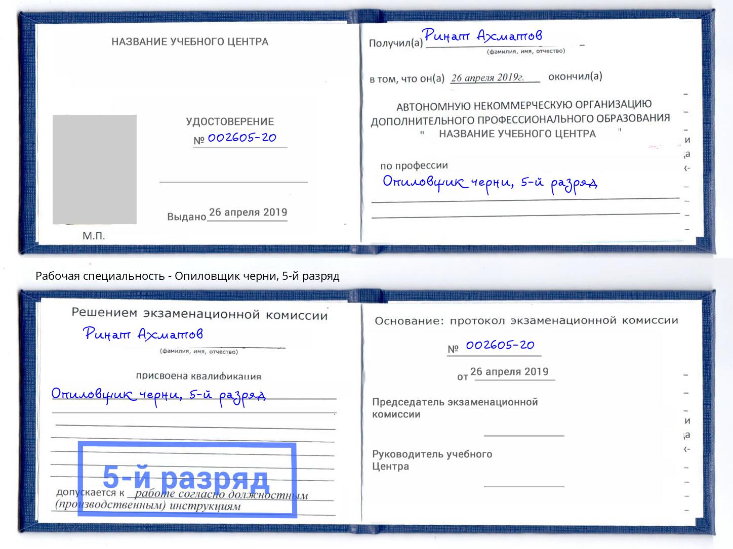 корочка 5-й разряд Опиловщик черни Муром