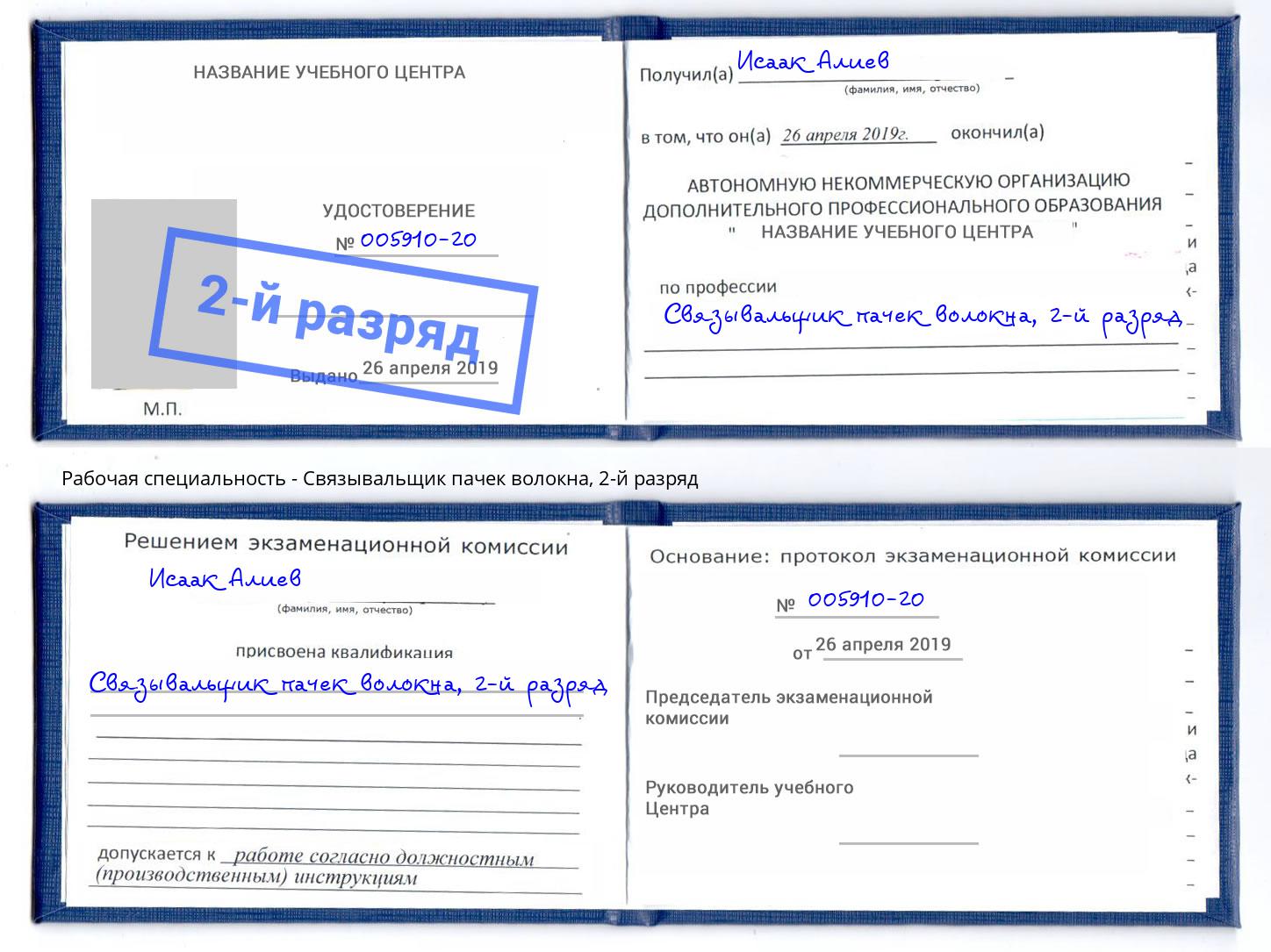 корочка 2-й разряд Связывальщик пачек волокна Муром