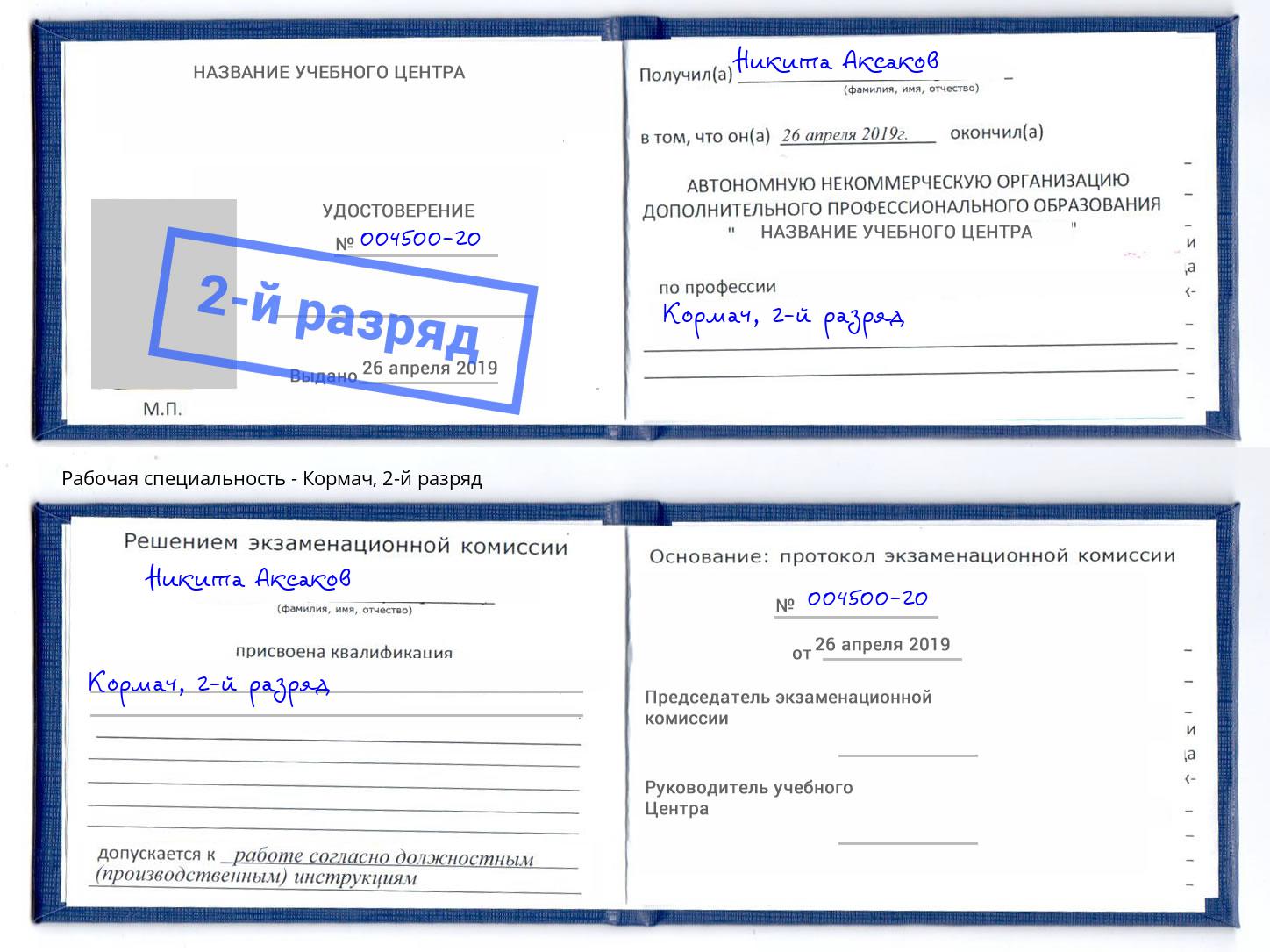 корочка 2-й разряд Кормач Муром