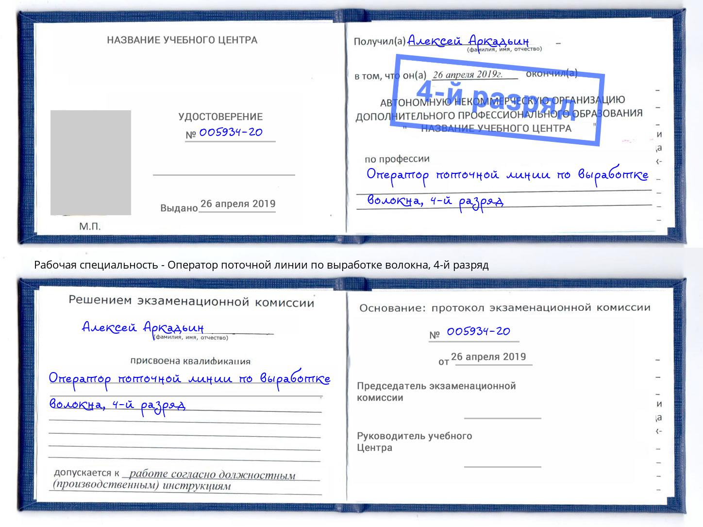 корочка 4-й разряд Оператор поточной линии по выработке волокна Муром